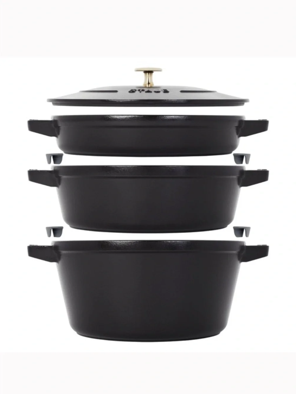 STAUB Stackable 4-Piece Cast Iron Set - Black New in Box